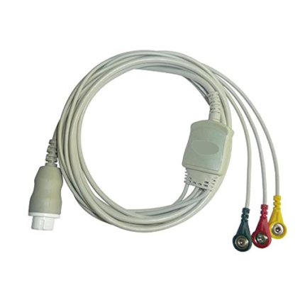 3 Lead ECG Cable Compatible with Mindray/Browndove/Philips 12 pin Snap type
